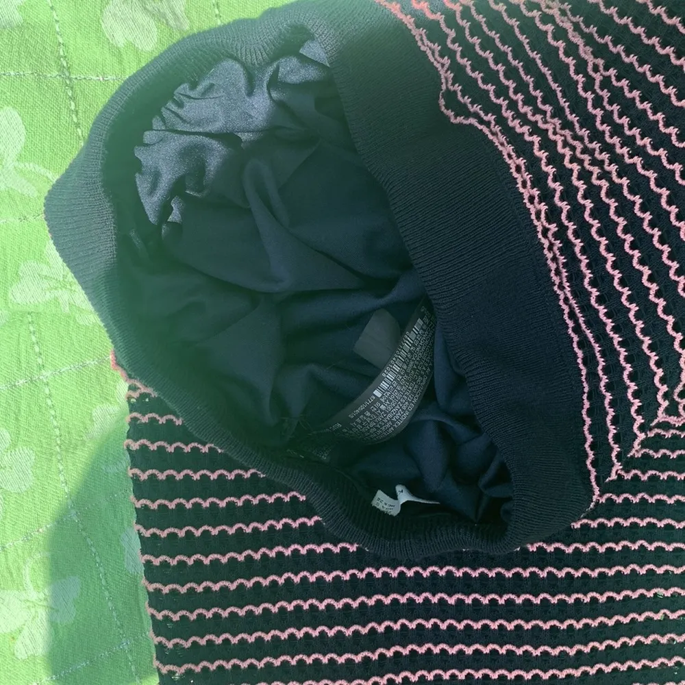 Zara Knit Navy & Peach/Orange Crochet Wide Leg Stretchy Pants Size M - Image 5