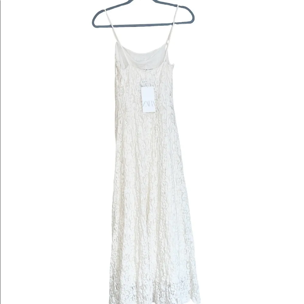 NWT ZARA LACE MIDI DRESS BLOGGERS FAV IVORY SMALL - Image 7
