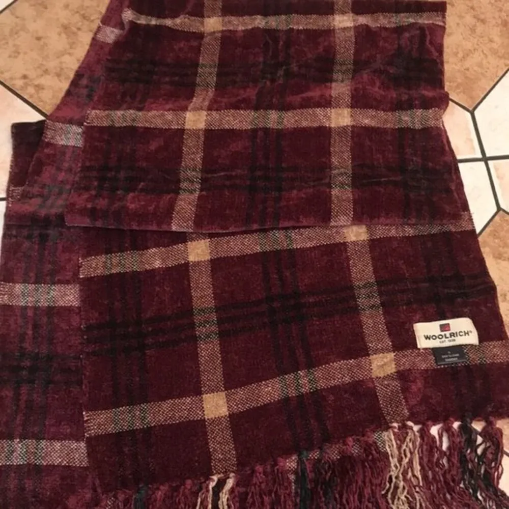 Woolrich cranberry plaid scarf wrap soft cozy cute ladies - Image 6