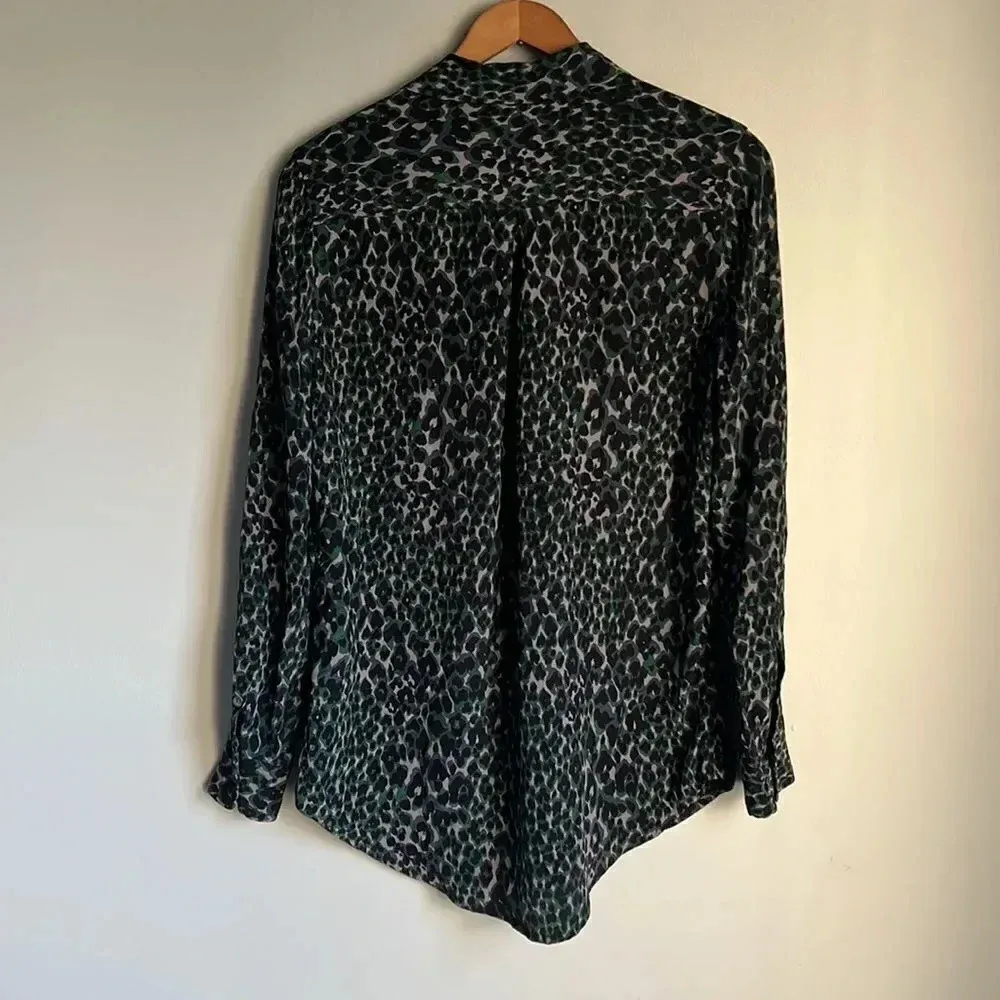 Equipment silk animal print button Down top - Image 3