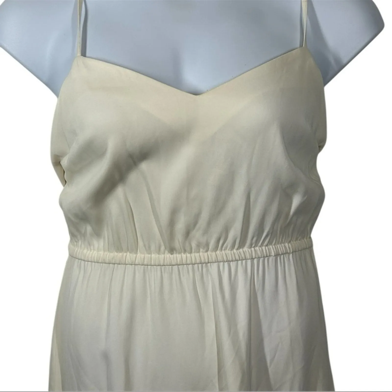 Tracy Reese Cream Ivory Midi Dress V-Neck Open Back Size Medium - Image 3