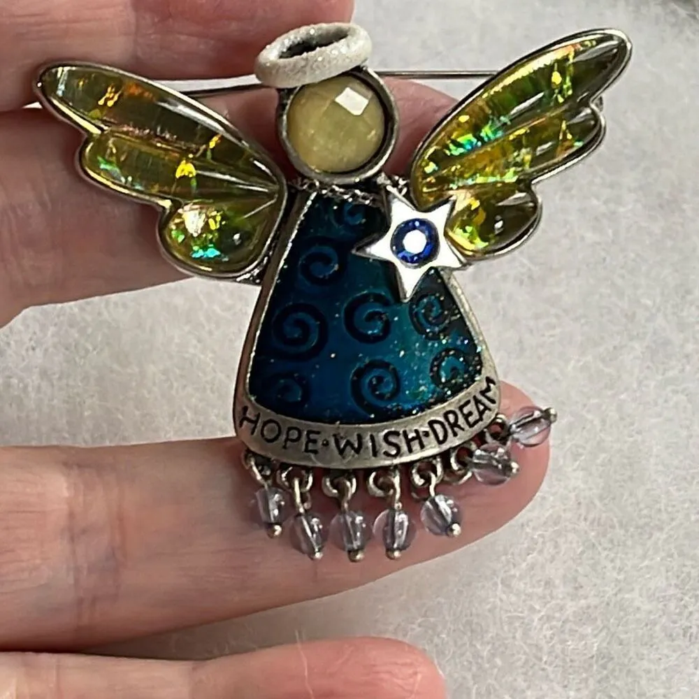 Hope Wish Dream Angel brooch - Image 2