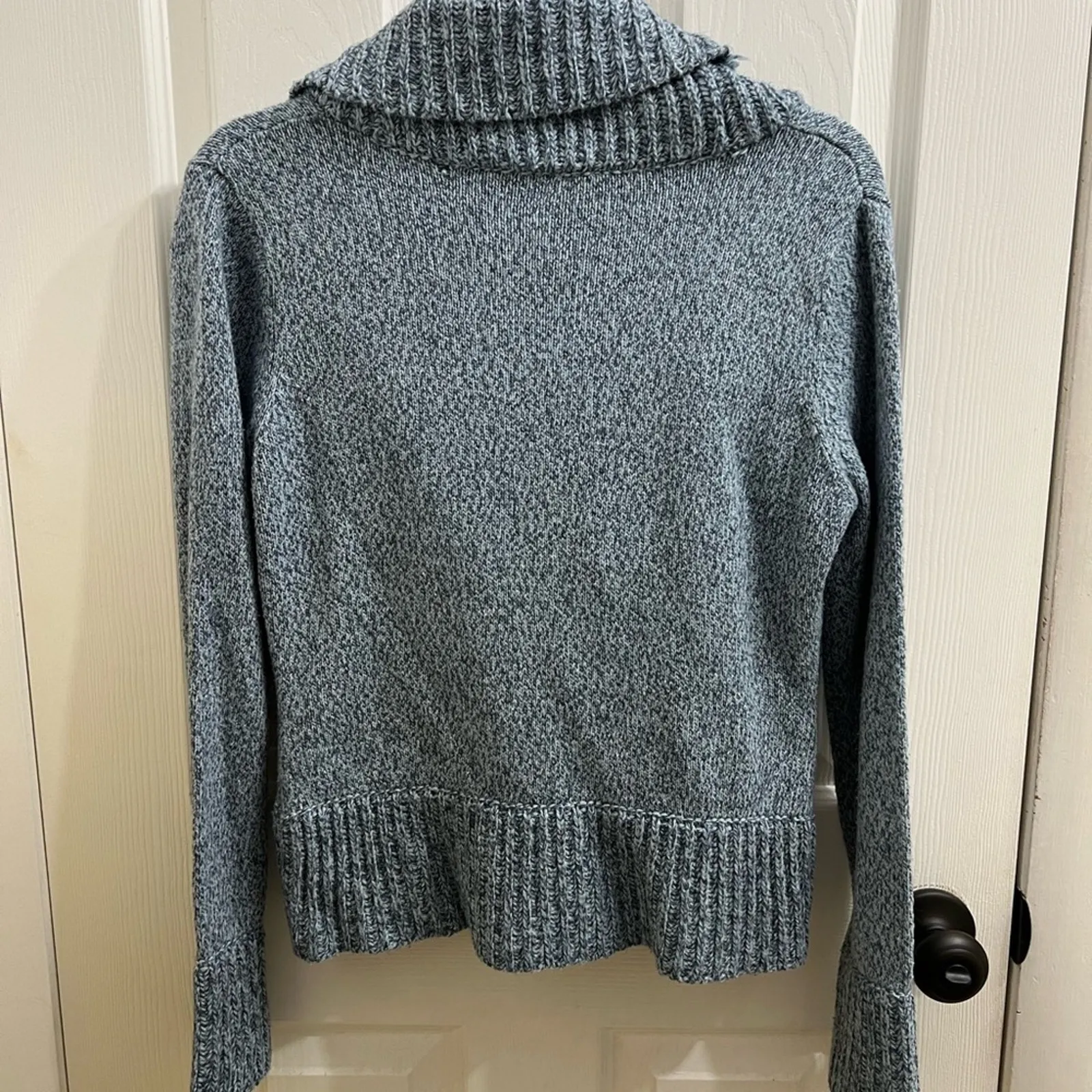 Vintage United States Sweaters Blue Shawl Collar One Button Woman's Cardigan S M - Image 2