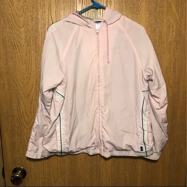 Vintage Reekbok Casual Pink Shirt Lined Sporty Hooded Jacket Size Large - Image 2
