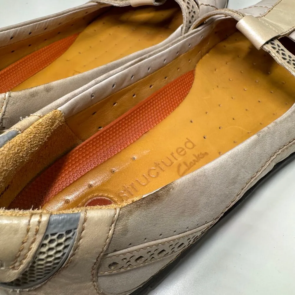 CLARKS UNSTRUCTURED 85158 Bone Leather Slip On Casual Comfort Shoes Size 8.5 W - Image 8