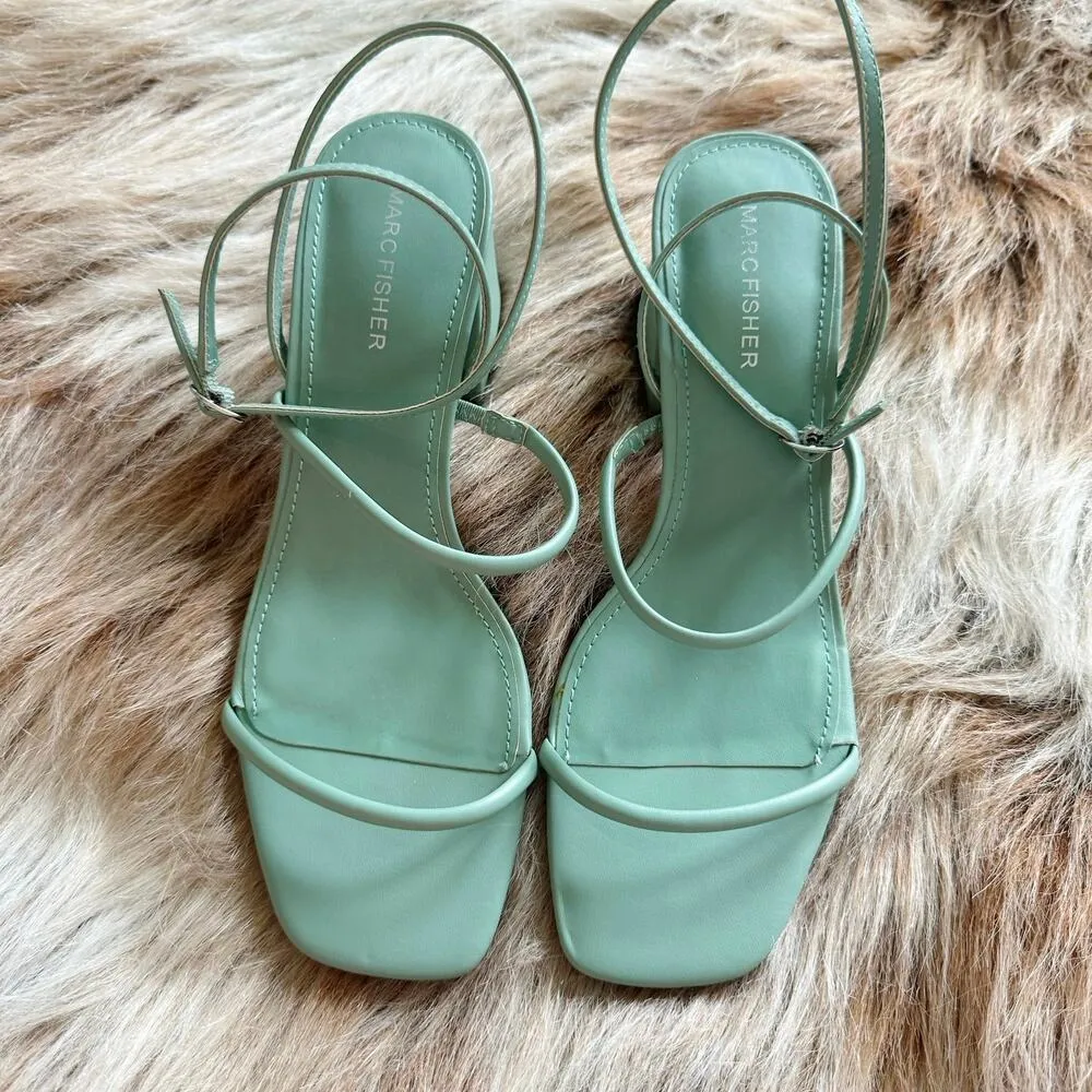 Marc Fisher Mint Green Strappy Block Heel Sandals Size 8.5 - Image 4