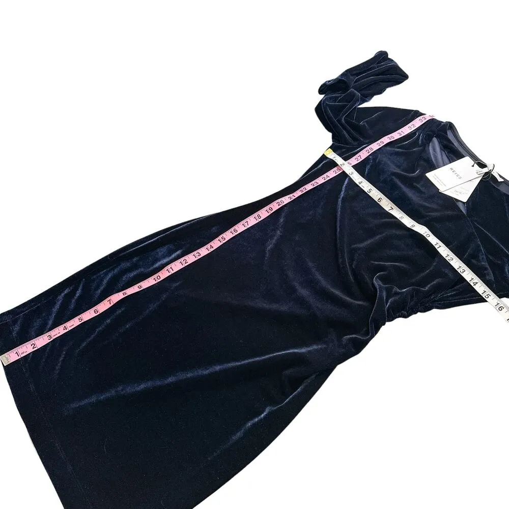 Reiss NEW Katie Luxurious Velvet Long Sleeve Cut Out Mini Dress Navy Blue US 2 - Image 10