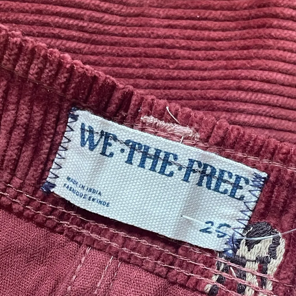 We The Free Free People FP Clifton Cord Wide Leg Jeans Rusty Red reindeer Sz 25 - Image 11