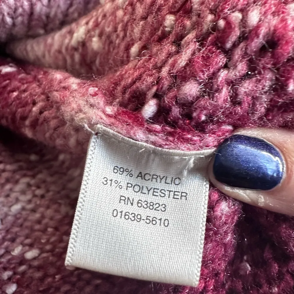 Christopher‎ & Banks Womens Burgundy and White Speckled Cardigan Size Large - Image 4