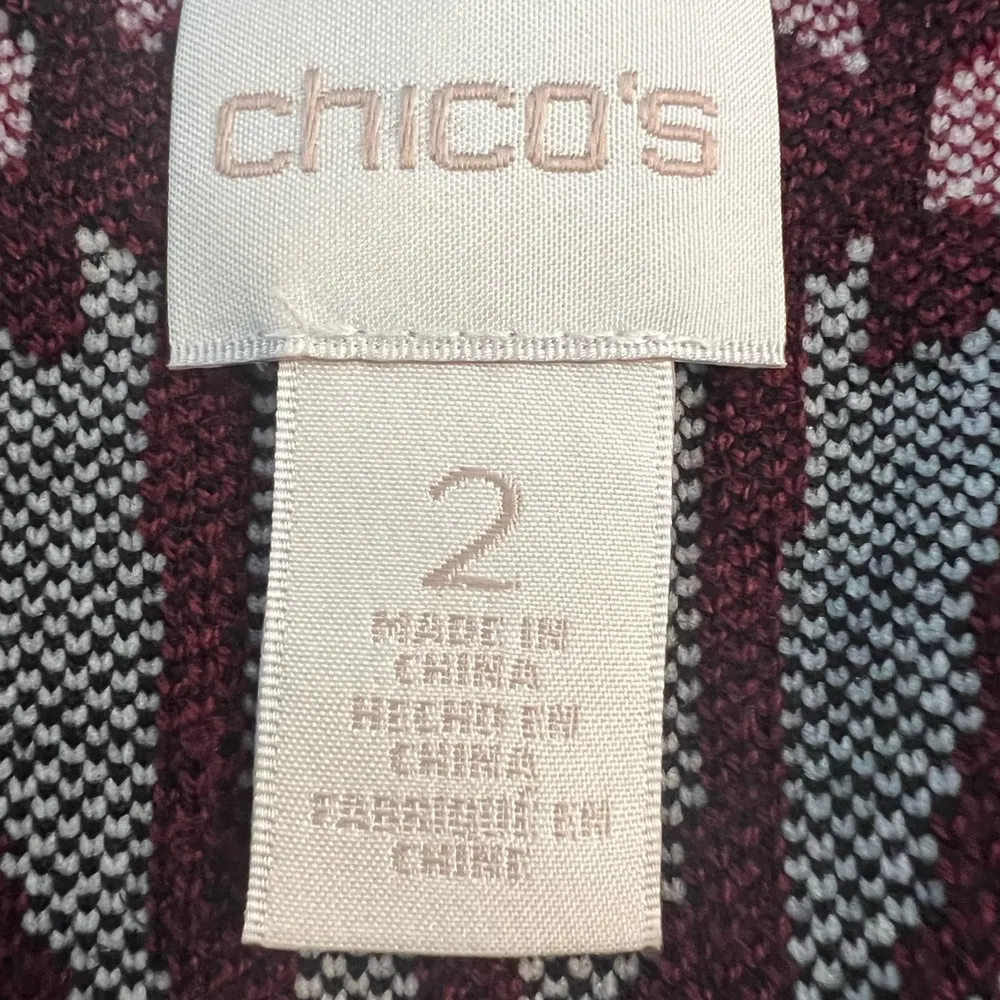 Chicos Longline Chico’s Midi Contrast Scroll Cardigan Sweater 2 Large $179 EUC - Image 11