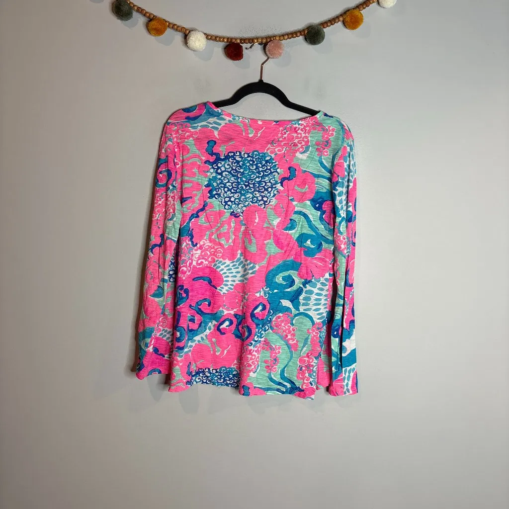 Lilly Pulitzer Jennifer Long Sleeve Tee Coral Reef I'm So Jelly - Image 5