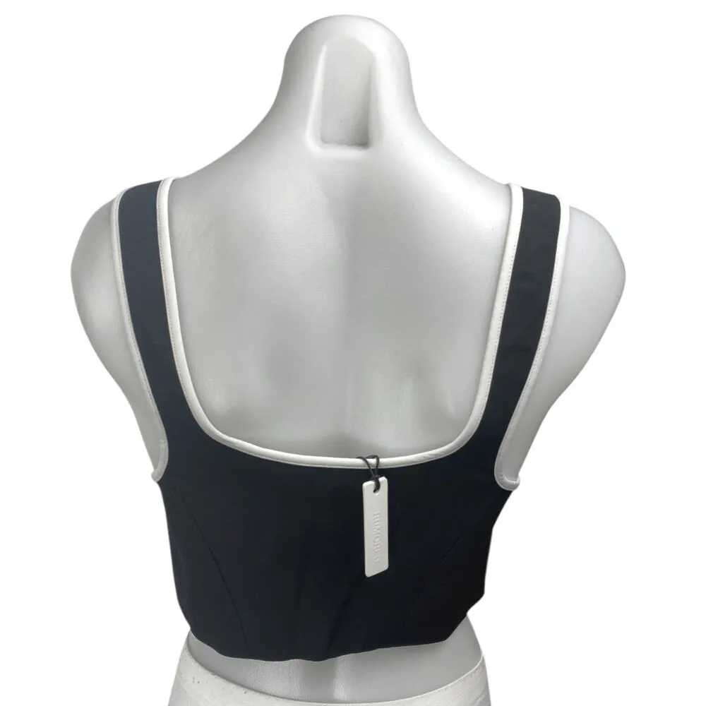 NEW Rumored Black Open Tie Front Sleeveless Cami Camisole Crop Vest Tank Top S - Image 2