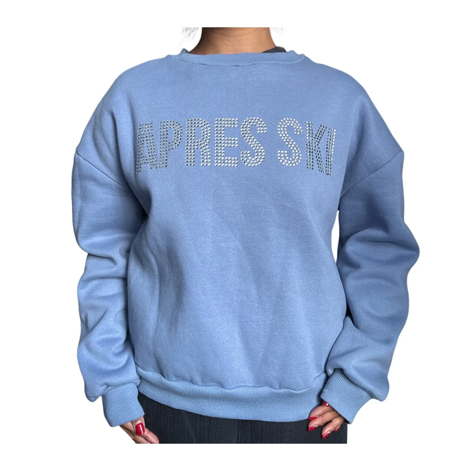 Beach Riot Apres Ski Rhinestone Sweatshirt Blue - Image 5