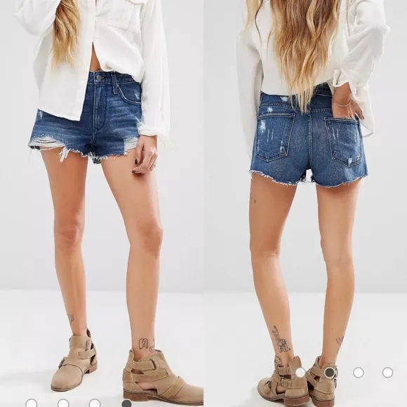 Lovers + Friends Jack High Rise Denim Shorts with Distressing. Size 24 - Image 2