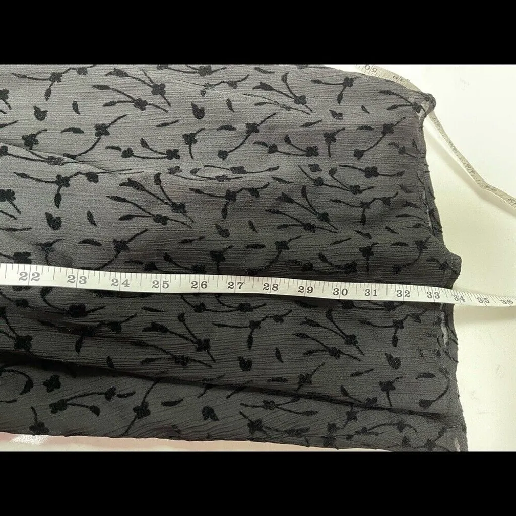 Zara Fit & Flare Mini Dress Black Velvet Floral Balloon Sleeves Size S - Image 8