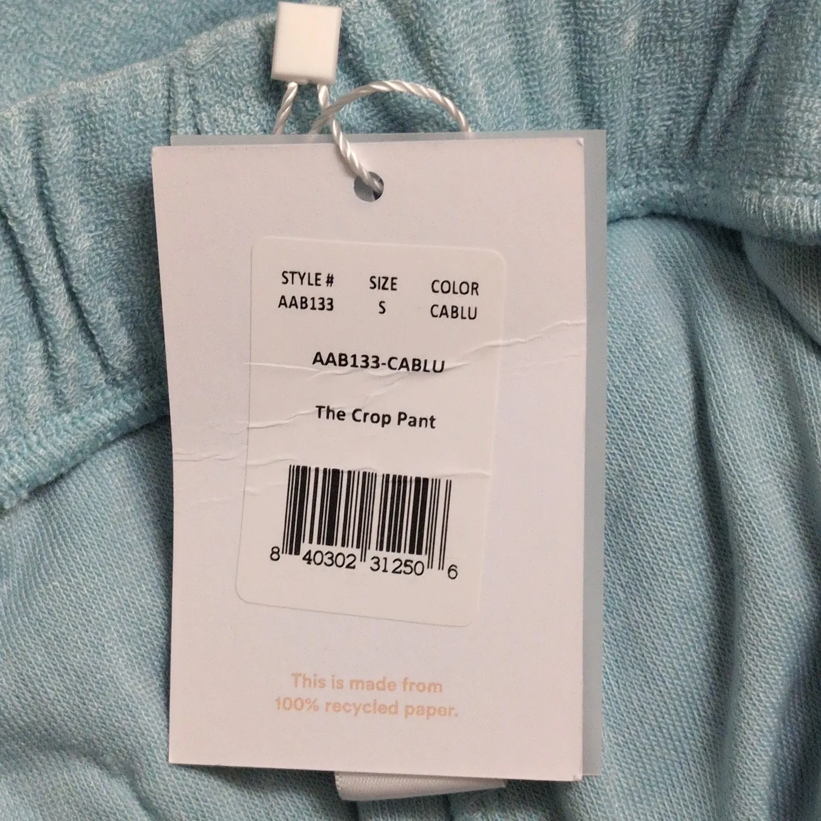 NWT Andie Crop Pant CABLU Light Blue Drawstring Elastic Waist Lounge S - Image 10