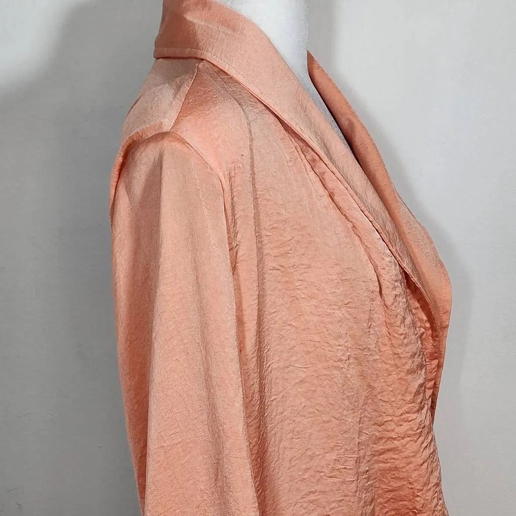 143 Story Peach Satin Blazer NWT Size Small Crinkled Tangerine Blazer - Image 5