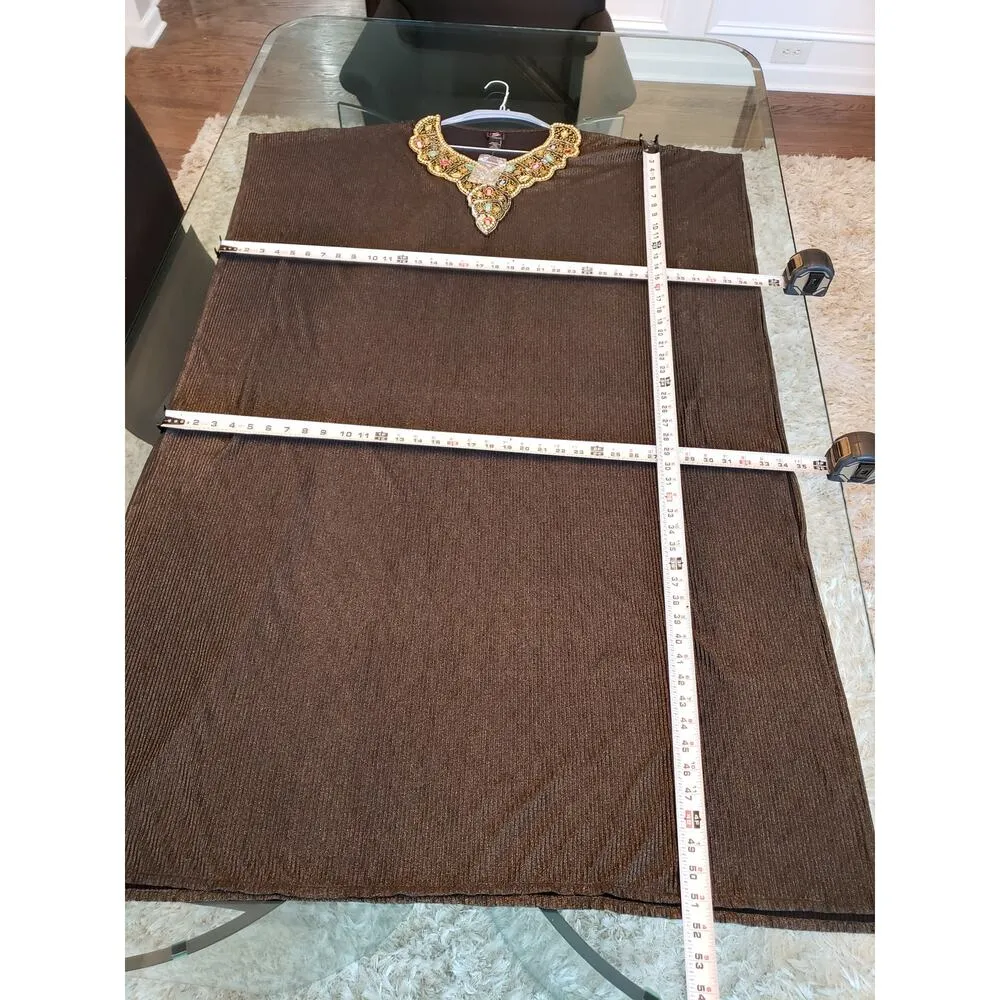 ESY Studio EY Kaftan Dress Womens OSM Black Shimmer African Dashiki Embroidered - Image 7