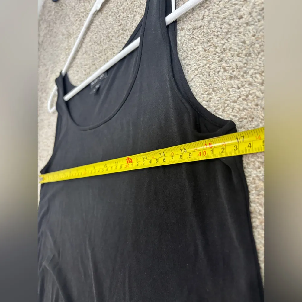 Eileen Fisher Silk Georgette Crepe Ballet Neck Tank Small Basic Black Tank Top - Image 6