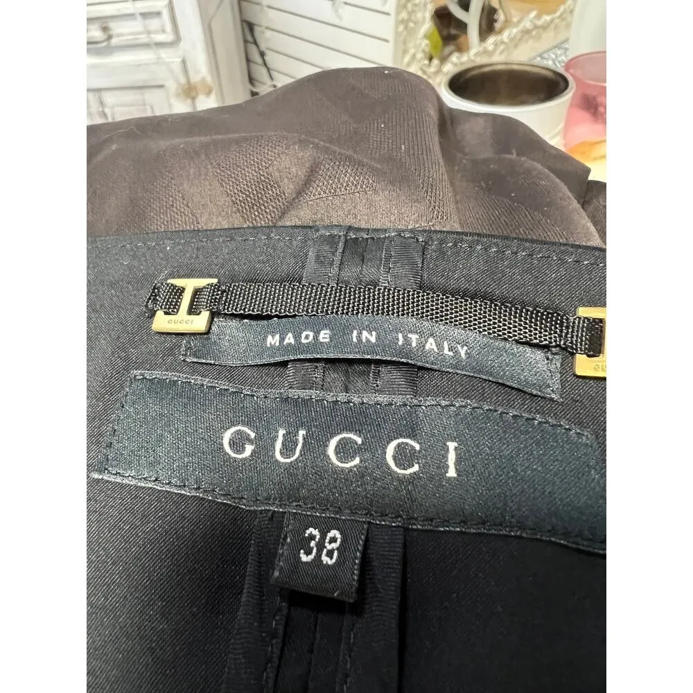 Gucci Long Sleeve Boat Neck Full Zip Short Moto Jacket Black Women's Size 38 / 0 - Image 3