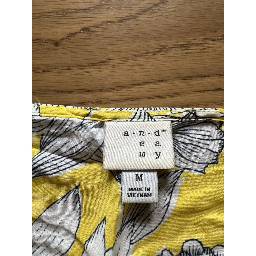 A New Day Women Shirt Size Medium Long Sleeve Floral Rayon Boho Lightweight City - Image 3