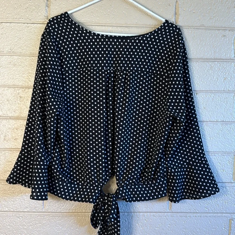 honey peace Black and White Polka Dot Blouse Size undefined - Image 3