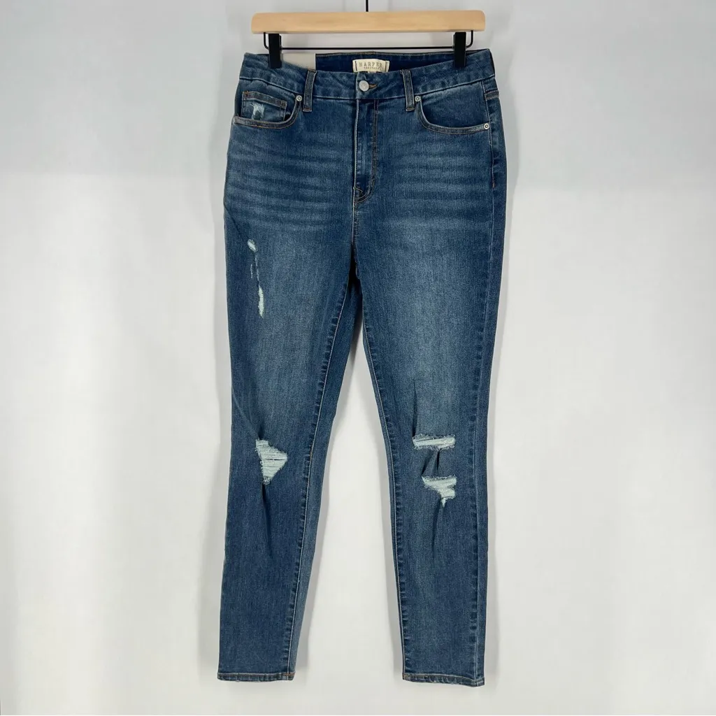 Harper Heritage Core Stretch Ripped Distressed Knees High Rise Skinny Jeans - Image 2