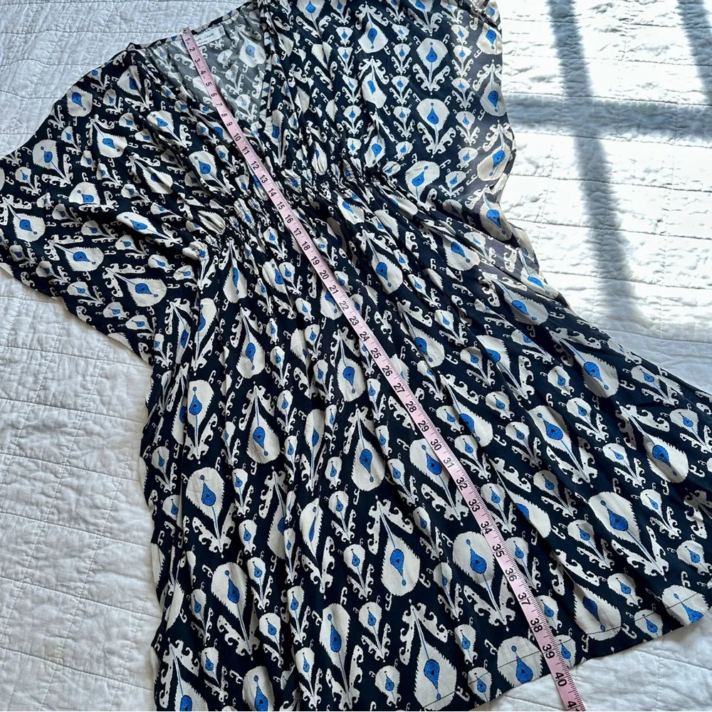 Rujuta Sheth Cinched Kaftan Dress Size O/S Blue Ikat Print - Image 6