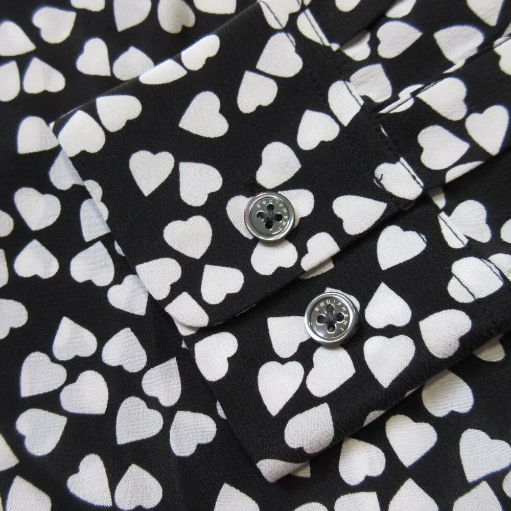 NWT Equipment Essential in Black White Heart Silk Button Down Shirt XS $278 - Image 4