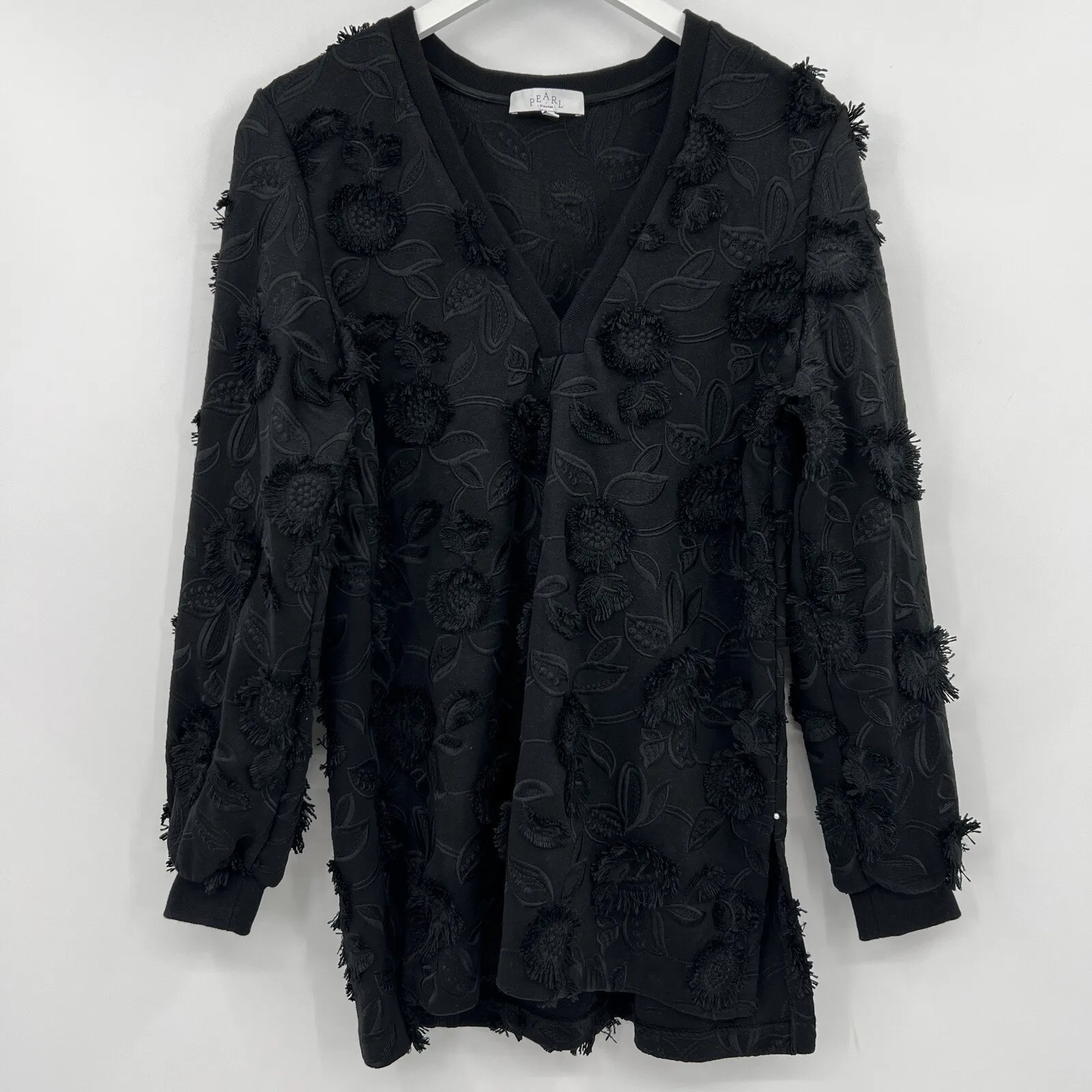 Pearl by Lela Rose Black Embroidered Jersey‎ V - Image 2