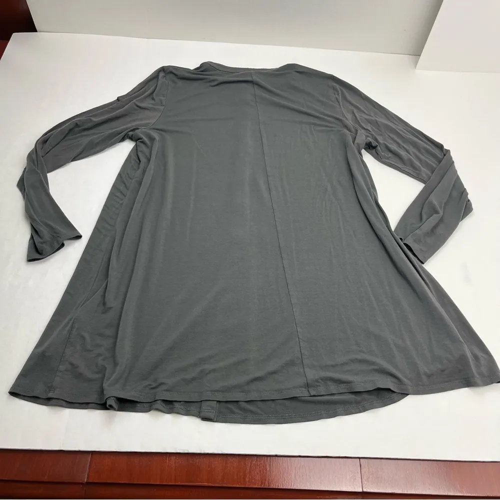 Eileen Fisher Womens SZ Large Grey Gray Long Sleeve Dress Tunic Top Button Front - Image 8
