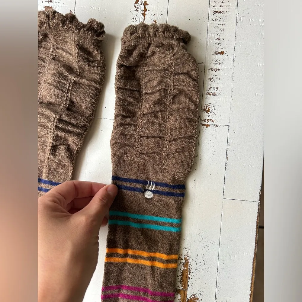 NWOT Bearpaw scrunch brown striped knee high socks - Image 3