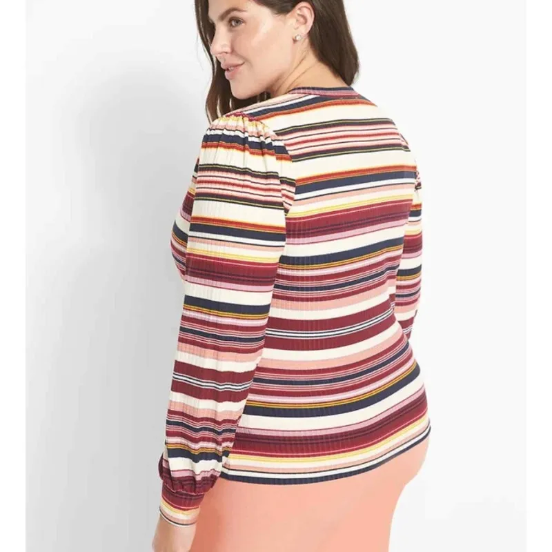 lane bryant gabrielle striped deep plunge button front cardigan - Image 2