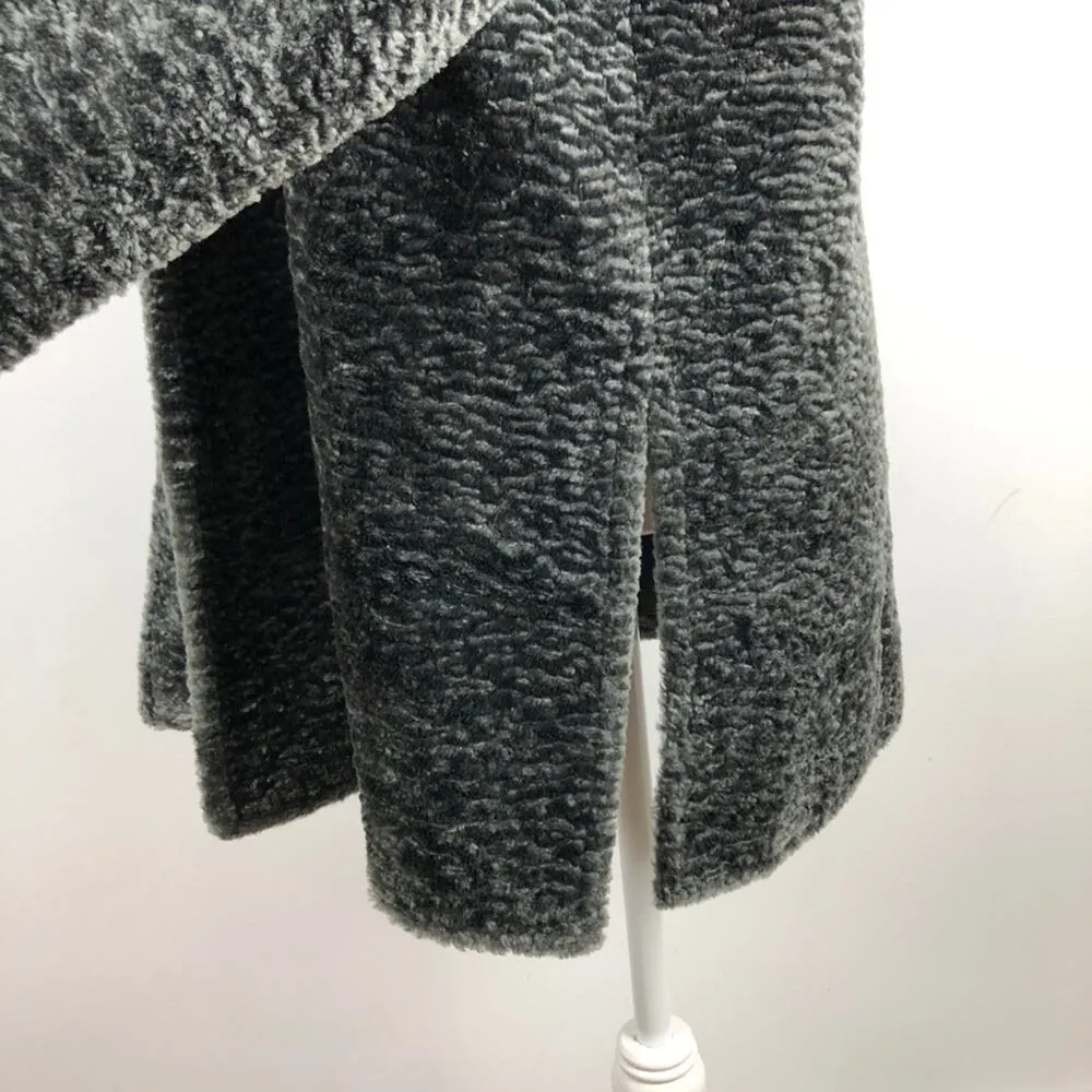 Lafayette 148 New York Faux Fur Jacket Gray Curly Persian Lamb Open Coat Medium - Image 9