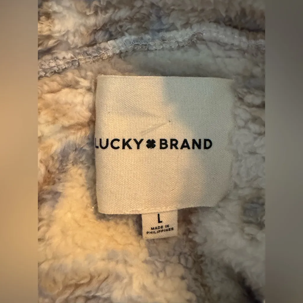 Lucky Brand Cream Teddy Jacket Plush cozy Fuzzy Design - Image 6