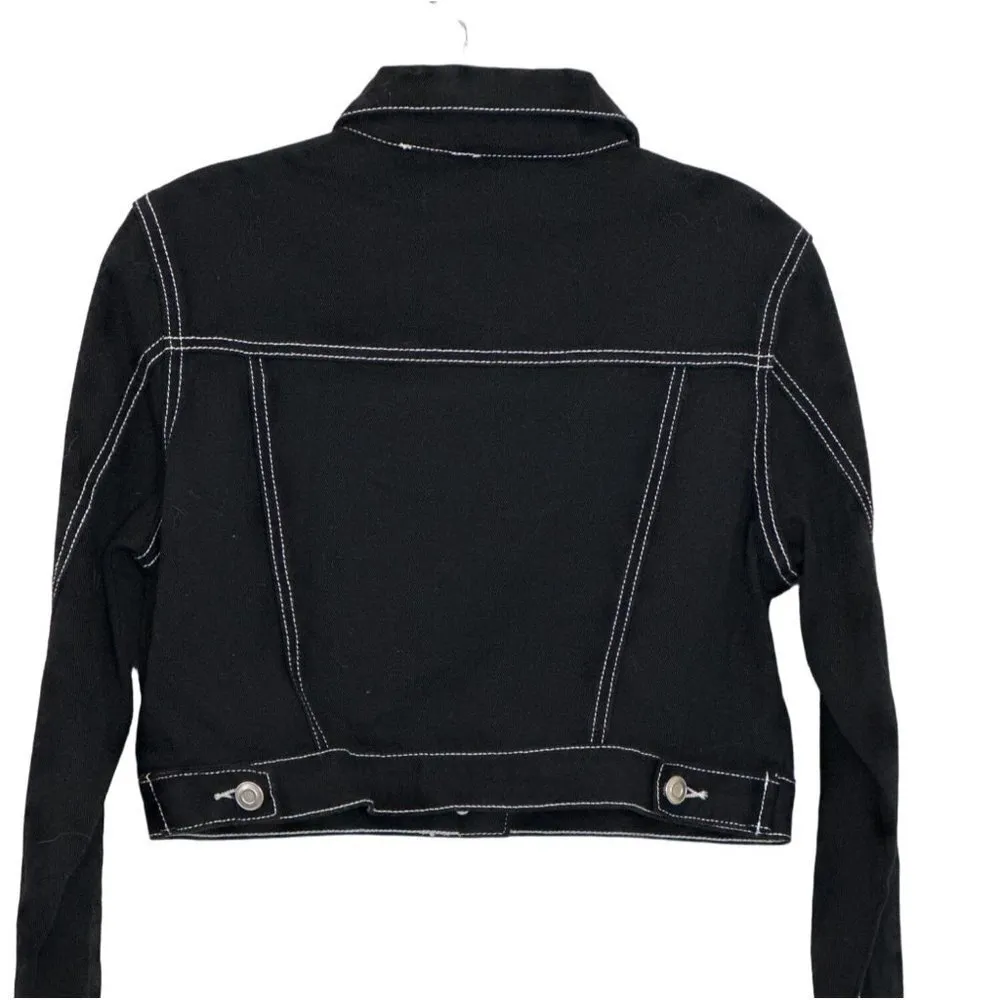 Forever 21 Women's Black Cotton Denim LOng Sleeves Jacket in Size Small Sku 2670 - Image 3