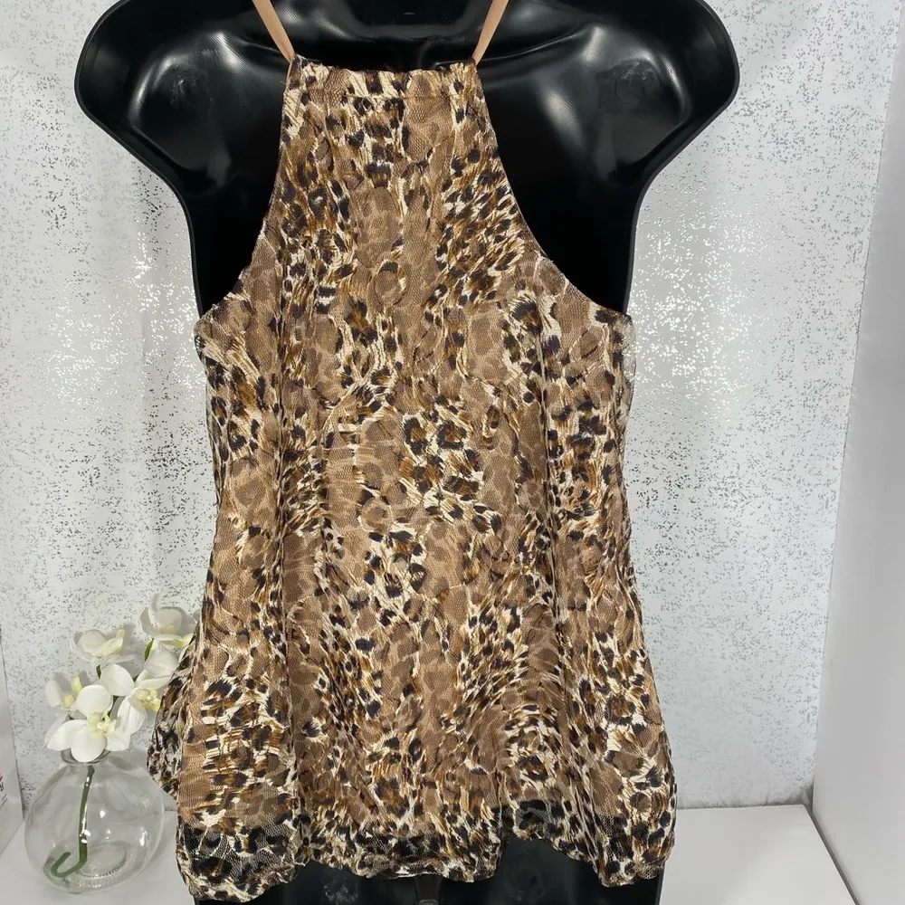 Love J Women's Small Leopard Print Sheer Tank Top Layered V-Neck Cami Blouse - Image 15