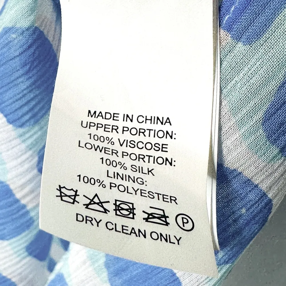 Kate Spade Island Stamp Breath of Fresh Air Layered Blue Print Top Shirt Blouse - Image 9