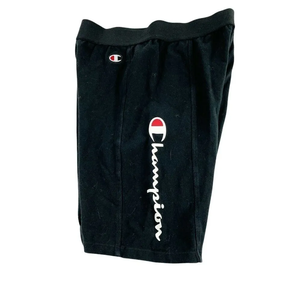 Champion Black Logo Power Cotton Biker Shorts Sz XS Mid Rise Stretch - Image 2