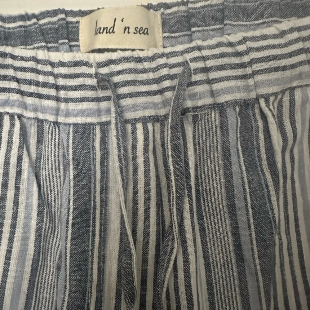 Land ‘n Sea Women’s Blue & White Striped Linen Relaxed Pants w/ Pockets Size S - Image 9