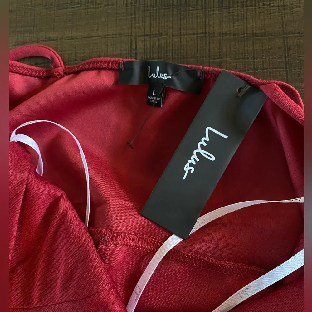 NWT Lulu’s Dress Faux Wrap Rust Red - Image 11