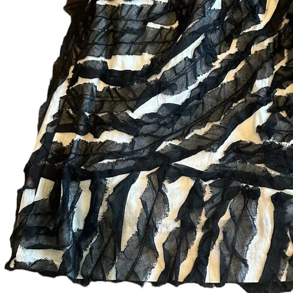 Thread Social Black White Strapless Dress Belted Flattering Cotton Size 12 - Image 8