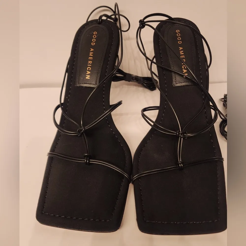 Good American Shoes Womens Caged Neoprene Lace Up Sandals In Black Size 6.5 - Image 5