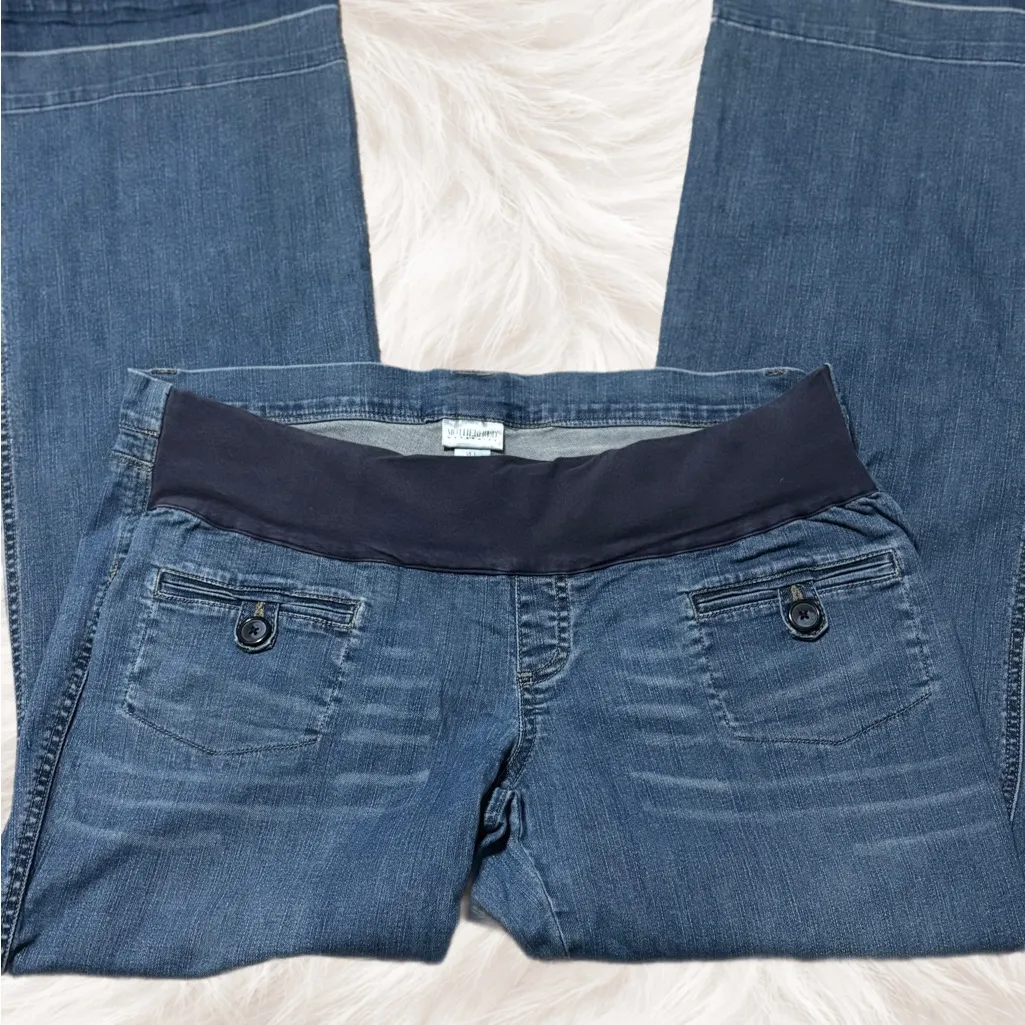 Motherhood Maternity Stretch Bootcut Trouser Jeans Dark Wash Long Inseam Large - Image 3