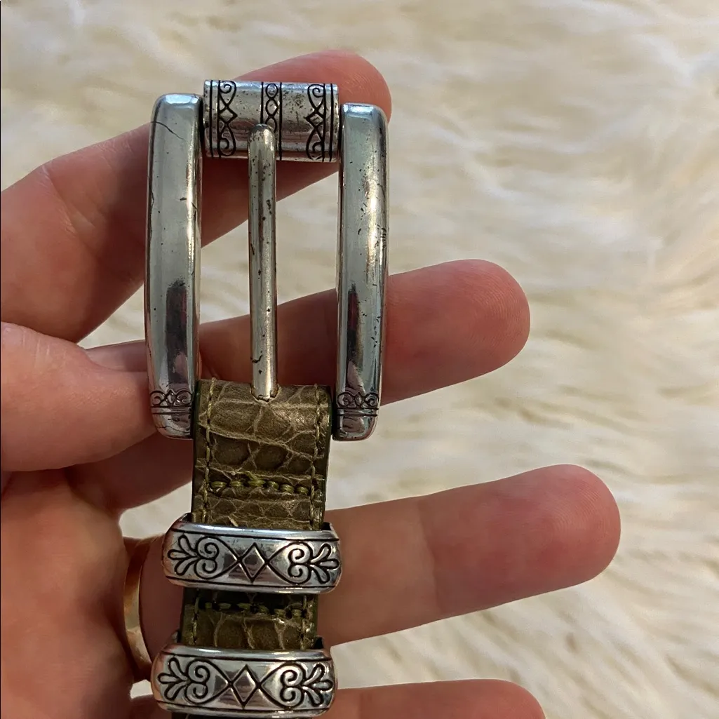Brighton Crocodile Pattern Belt with Silver Accents size 28 excellent condition - Image 2