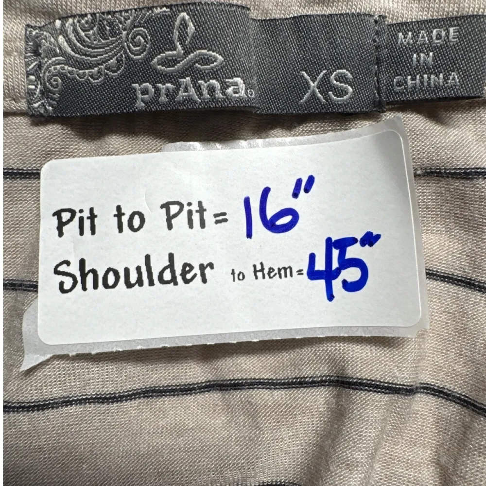 Prana Striped T-Shirt Dress Casual V-Neck Short Sleeve Comfortable XS - Image 3