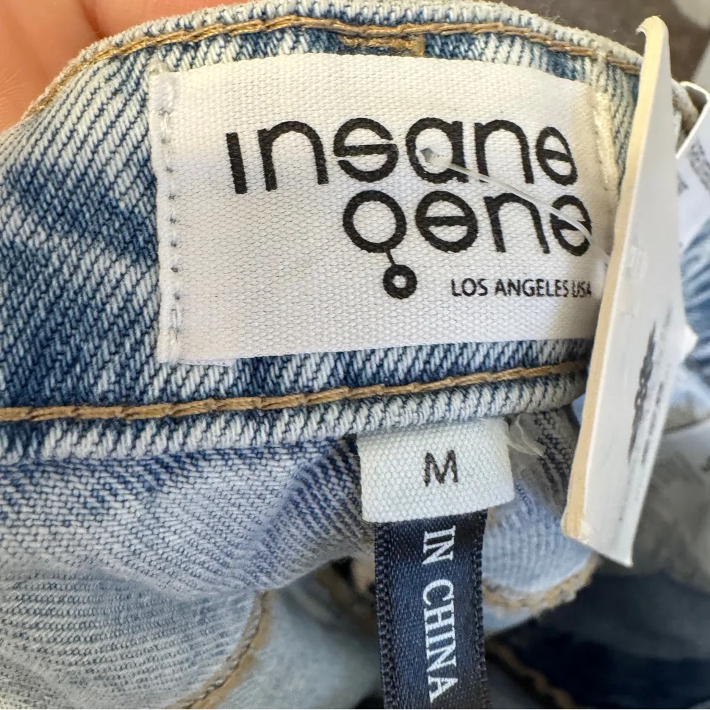 Insane Gene Blue Denim Distressed High Rise Maxi Skirt Womens M Hi Low NWT Size M - Image 5