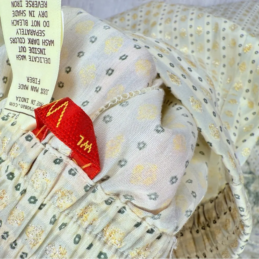 W big leg large w pants floral metallic summer cover up pants summer Blue - Image 6