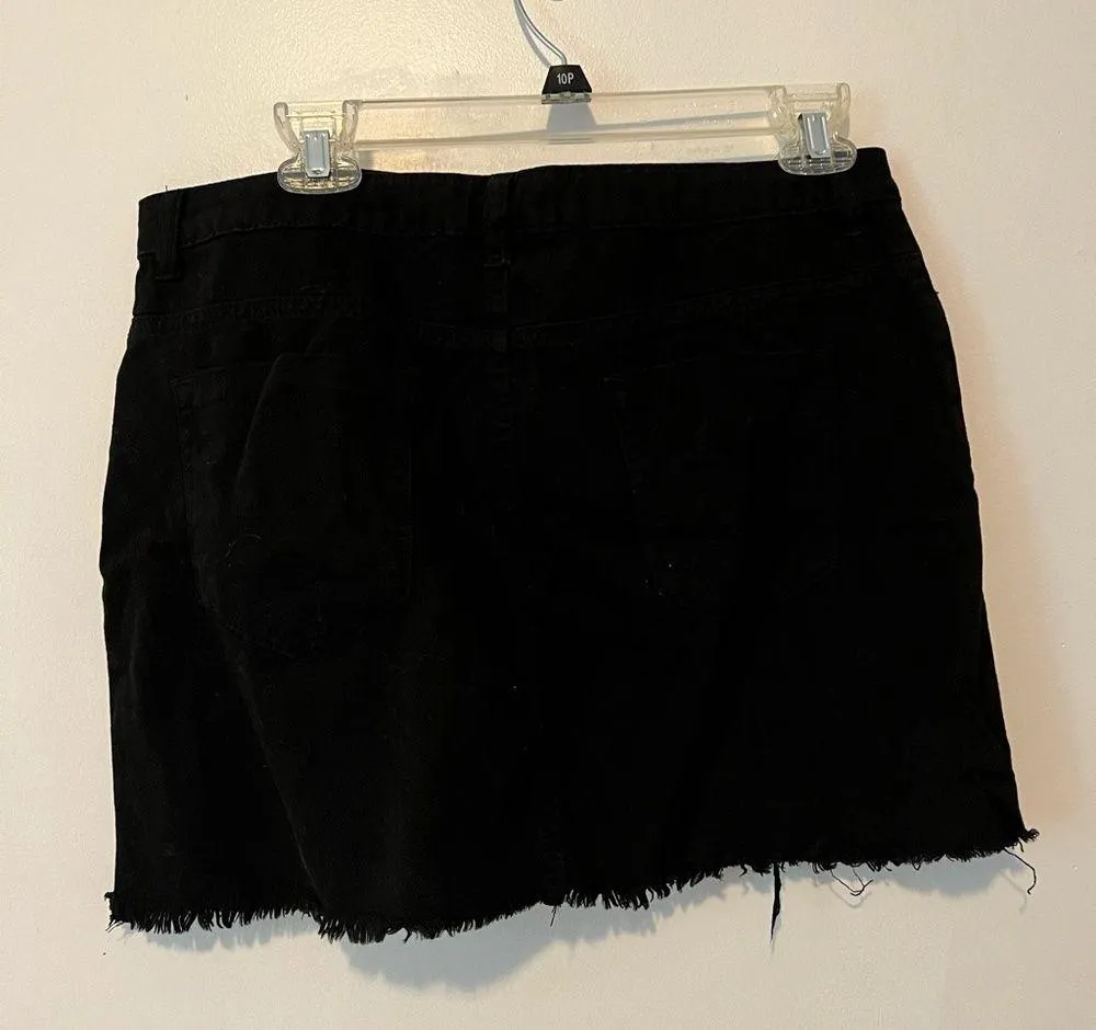 Black denim ripped skirt - Image 2