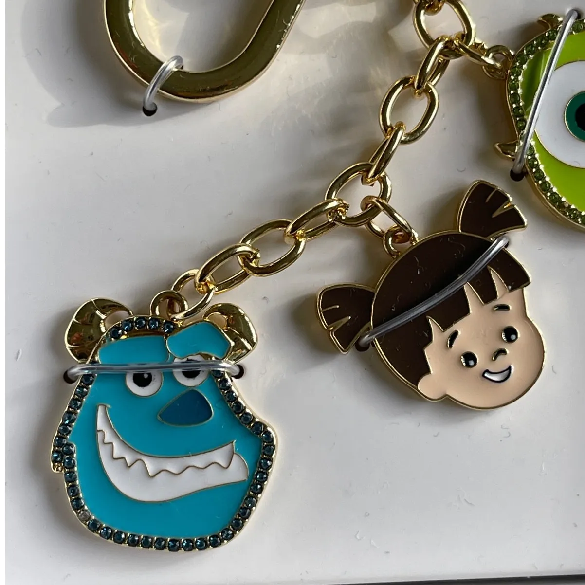 Disney Pixar BaubleBar Monsters Inc Keychain Mike Sulley & Boo Charms NEW Gold - Image 3
